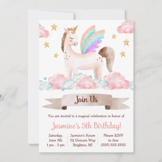 Magisch, Fairy-verhaal, Unicorn, Th-Birthday Party Kaart (Voorkant)