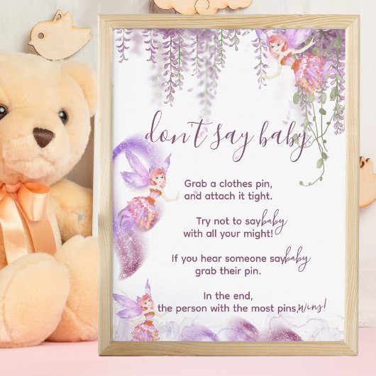 Magisch Fairy Zeg niet dat Baby shower Game Sign. Poster