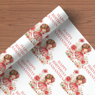 Magisch Fee Meisje Blosende Bloem Verjaardags Inpa Cadeaupapier