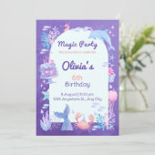 Magisch feest zeemeermin thema verjaardag viering kaart (Staand voorkant)