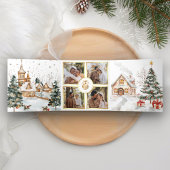 Magisch Feestelijk Winterdorp 4 Foto Kerstmis Drieluik Wenskaart