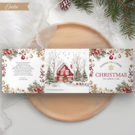 Magisch Feestelijk Winterdorp 4 Foto Kerstmis Drieluik Wenskaart