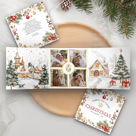 Magisch Festief Winterdorp 4 Foto Kerstmis Drieluik Wenskaart