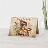 Magisch Geel en Goud Fairy Happy Birthday Kaart (Voorkant)