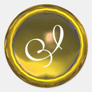 MAGISCH GEEL TOPAZ GEM STONE MONOGRAM RONDE STICKER