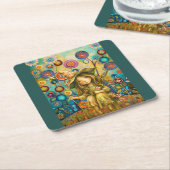 Magisch gefluister tussen de bloemen kartonnen onderzetters (Schuin)