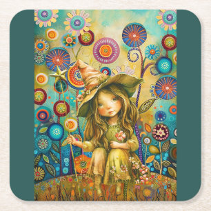 Magisch gefluister tussen de bloemen kartonnen onderzetters