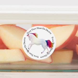Magisch geïllustreerd Cute Girl Rainbow Unicorn Labels
