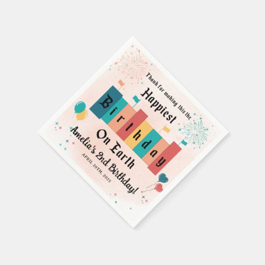 Magisch gelukkigste meisje verjaardagsfeestje servet (Hoek)