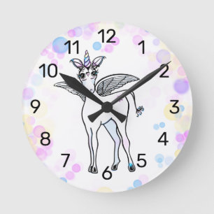 Magisch gescheurde Unicorn met kleurrijke bubbels Ronde Klok