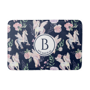 Magisch gevleugeld paard patroon monogram badmat