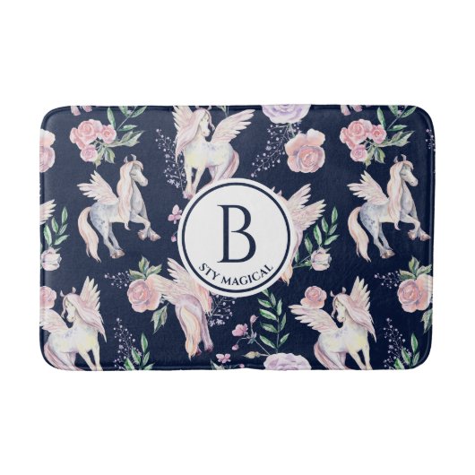 Magisch gevleugeld paard patroon monogram badmat (Voorkant)