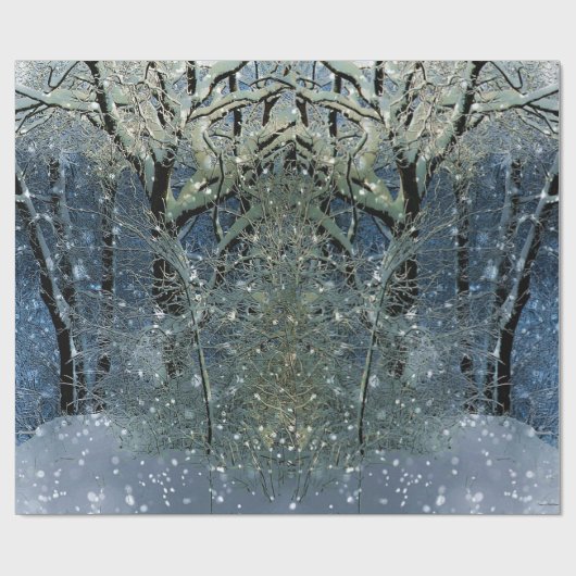 Magisch Glittering Winter Wonderland Snowy Forest Cadeaupapier (Vlak)