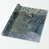 Magisch Glittering Winter Wonderland Snowy Forest Cadeaupapier (Uitgerold)