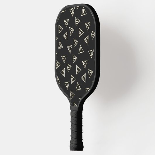 Magisch grijs geel driehoekig cirkelsymbool pickleball paddle (Links)
