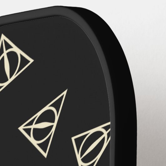 Magisch grijs geel driehoekig cirkelsymbool pickleball paddle (Links Detail)