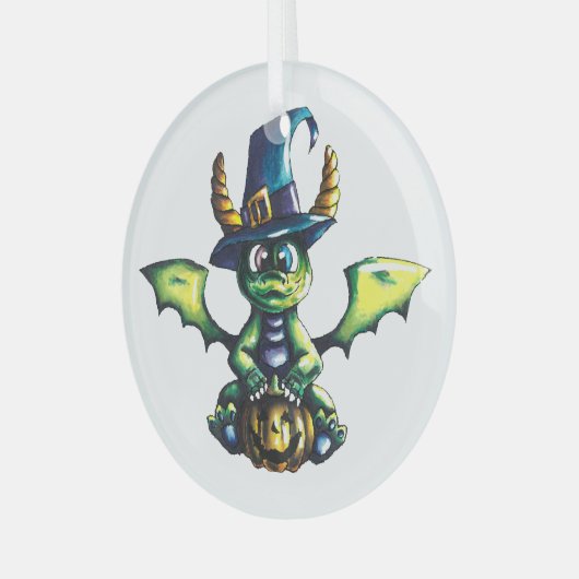 Magisch Halloween Dragon Design Glas Ornament (Voorkant links)