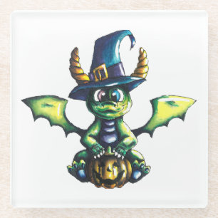 Magisch Halloween Dragon Design Glazen Onderzetter