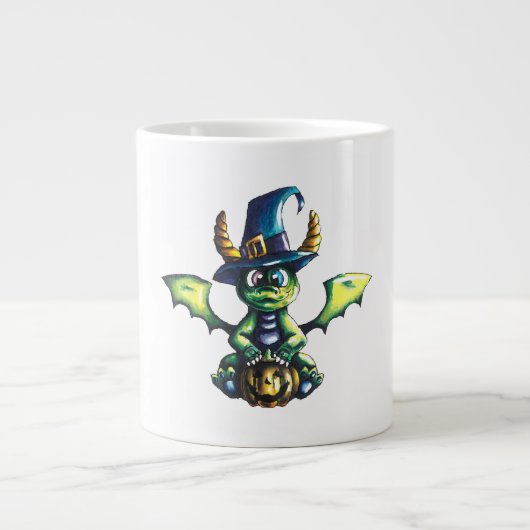 Magisch Halloween Dragon Design Grote Koffiekop (Voorkant)