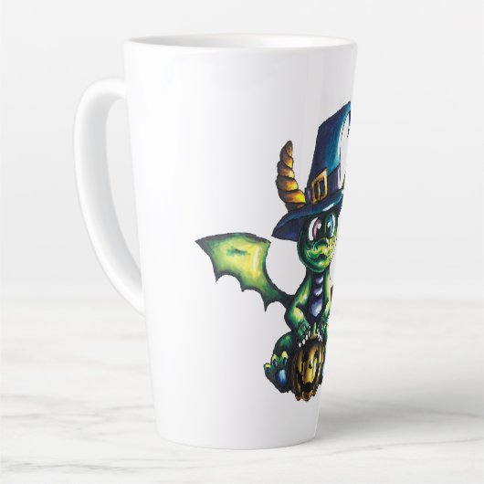 Magisch Halloween Dragon Design Latte Mok (Linkerhoek)