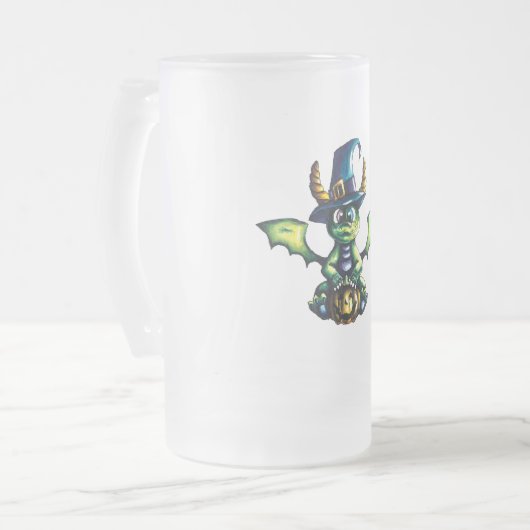 Magisch Halloween Dragon Design Matglas Bierpul (Voorkant links)