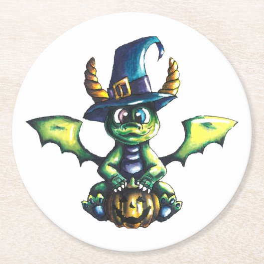 Magisch Halloween Dragon Design Ronde Kartonnen Onderzetter (Voorkant)