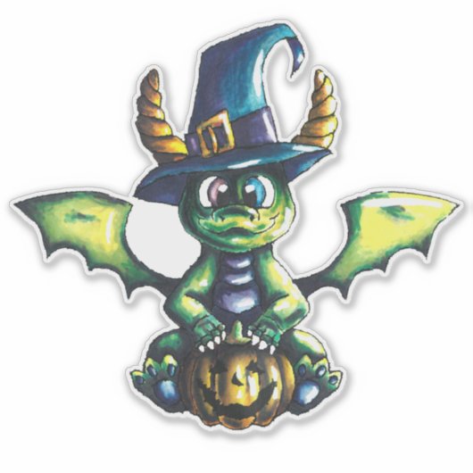 Magisch Halloween Dragon Design Sticker (Voorkant)