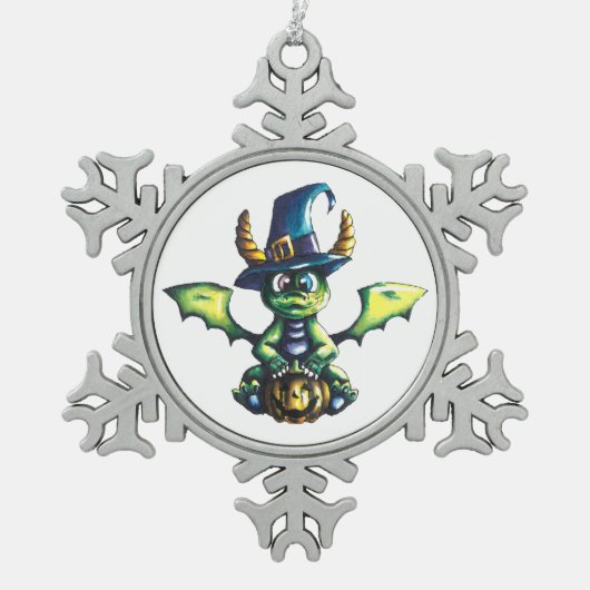 Magisch Halloween Dragon Design Tin Sneeuwvlok Ornament (Voorkant)