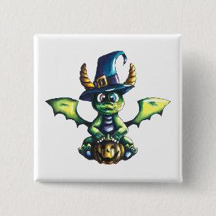 Magisch Halloween Dragon Design Vierkante Button 5,1 Cm