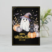 Magisch Halloween feest Folie Uitnodiging (Staand Voorkant)