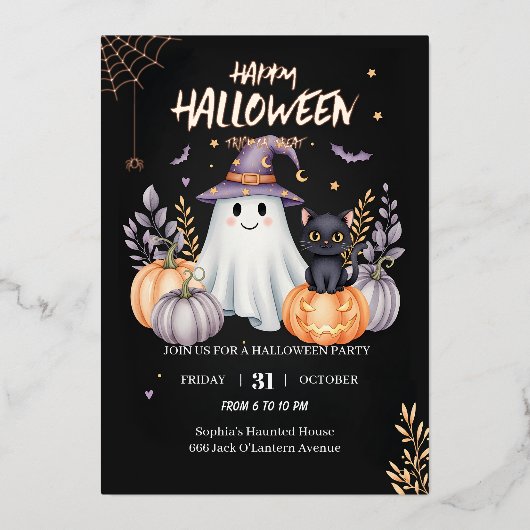 Magisch Halloween feest Folie Uitnodiging (Voorkant)
