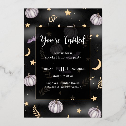 Magisch Halloween feest Folie Uitnodiging (Achterkant)