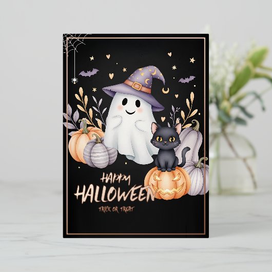 Magisch Halloween feest Folie Uitnodiging (Staand Voorkant)