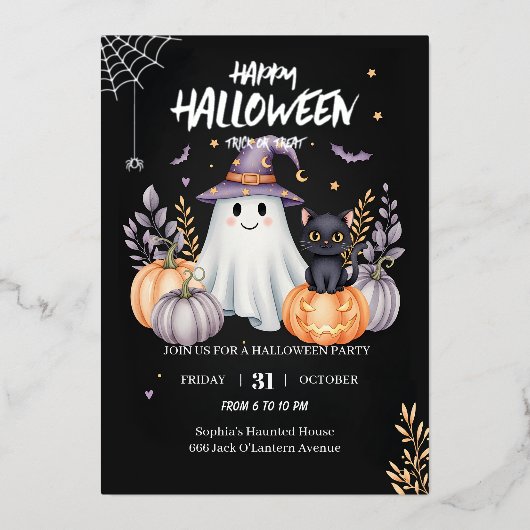 Magisch Halloween feest Folie Uitnodiging (Voorkant)