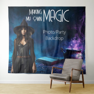 Magisch Halloween Feest Heksen Ster Schot Achtergr Wandkleed