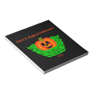 Magisch Halloween pompoen Notitieblok 14 cm x 15,2