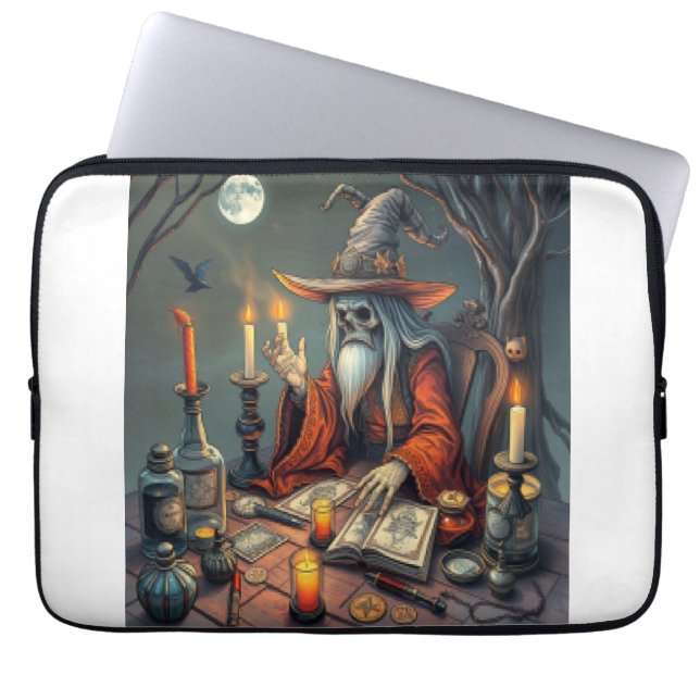 Magisch heks man laptop sleeve (Voorkant)