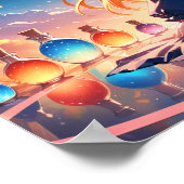 Magisch heksenmeisje onder de regenboog poster (Hoek)