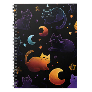 Magisch hemels kattenpatroon met manen notitieboek