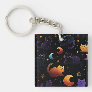 Magisch hemels kattenpatroon met manen sleutelhanger