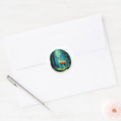 Magisch hertenbos ronde sticker (Envelop)
