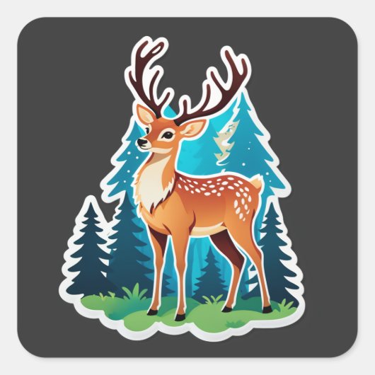 Magisch hertenbos vierkante sticker (Voorkant)