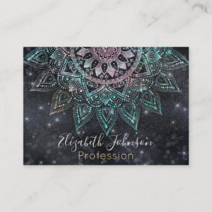 Magisch holografisch Mandala Glitter reserveontwer Visitekaartje