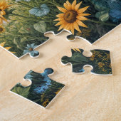 Magisch huisje met zonnebloemveld legpuzzel (Zijkant)