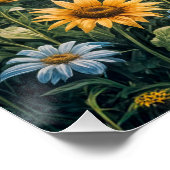 Magisch huisje met zonnebloemveld perfect poster (Hoek)