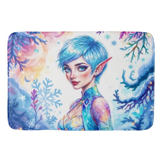 Magisch ijs elf sneeuw bos bevroren sprookje badmat (Voorkant)