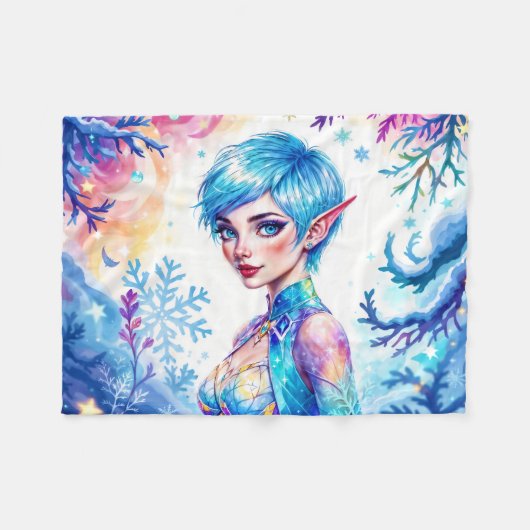 Magisch ijs elf sneeuw bos bevroren sprookje fleece deken (Voorkant (Horizontaal))