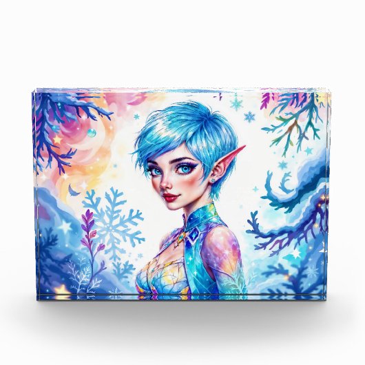 Magisch ijs elf sneeuw bos bevroren sprookje fotoblokken (Voorkant)