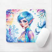 Magisch ijs elf sneeuw bos bevroren sprookje muismat (Met muis)