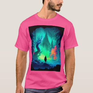 Magisch ijsbos met Aurora Borealis in de boog T-shirt